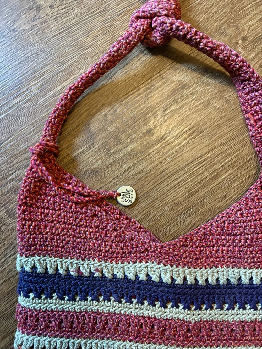 The Sak Crochet Striped Multicolor Hobo in Rose
